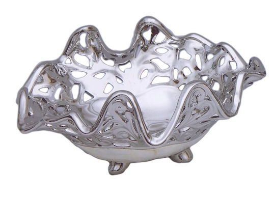 Galifas Διακοσμητικό Μπωλ Κεραμικό Ασημί 33x33cm