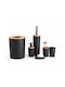Herzberg Herzberg Bathroom Accessory Set Plastic Black 6 Pieces