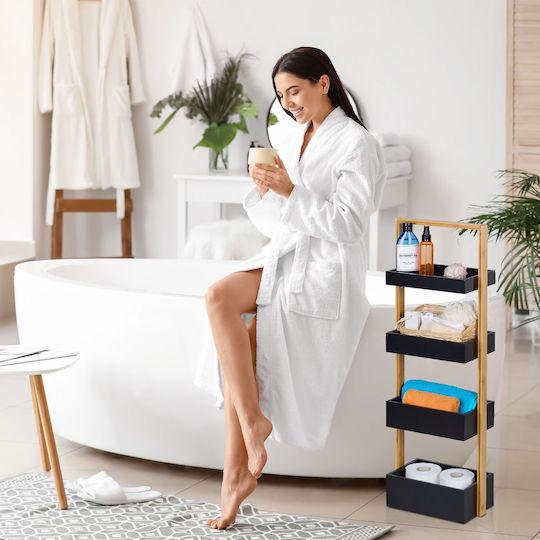 Relaxdays Floor Bathroom Shelf Bamboo with 4 Shelves 88x30x18cm Brown