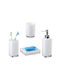 Relaxdays Plastic Bathroom Accessory Set White 4pcs