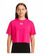 Kinder-Crop-Top Kurzarm Fuchsie
