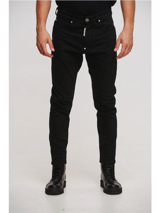 Men's Jeans Pants Elastic with Slim Tapered Fit Black