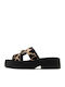 Leather Women's Flat Sandals Black