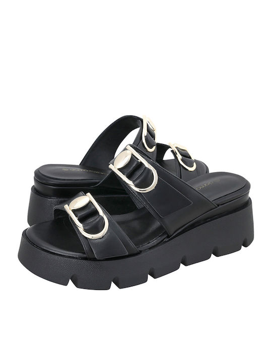 Fuende Women's Leather Platform Shoes Black
