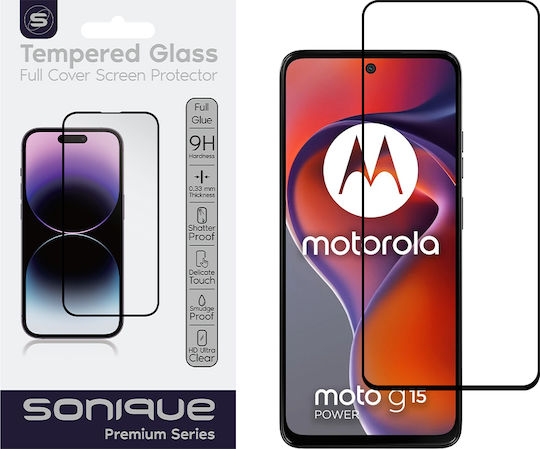 Sticlă Rezistentă Sonique Seria Premium HD Acoperire Completă 9H Motorola Moto G15 4G Moto G15 Power Negru