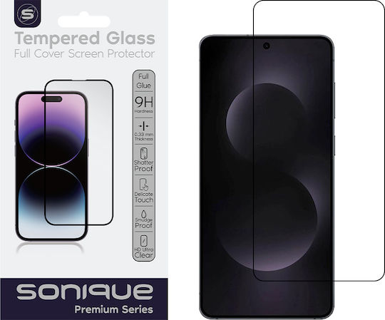 Hardy Glass Sonique Premium Series HD Full Cover 9H Fingerprint Unlock Samsung Galaxy S25 Edge Black