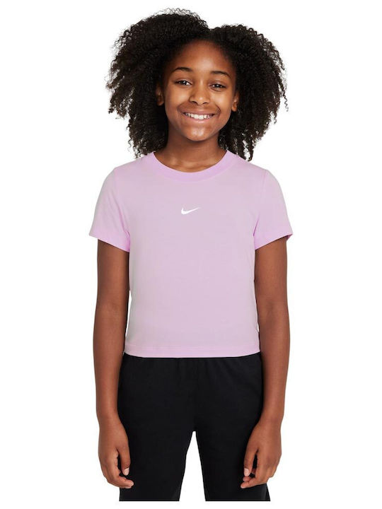 Παιδικό Crop Top Κοντομάνικο Μωβ Sportswear