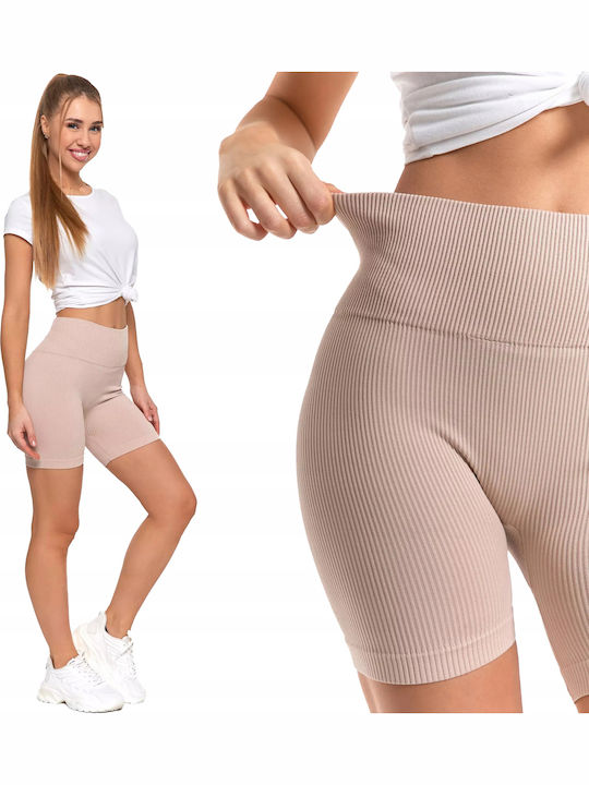 Women's Bike Training Legging High Waisted & Push Up BEIGE