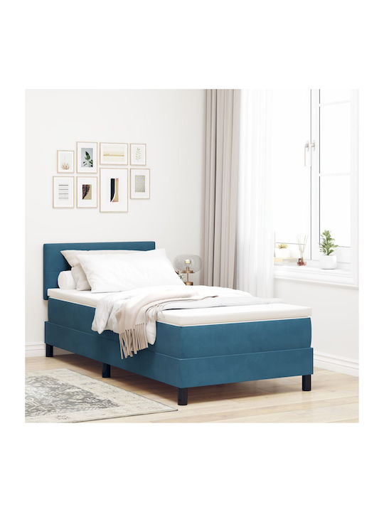 Einzelbett Mit Samt Dunkelblau Mit Lattenrost &...