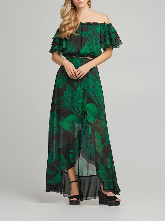Women's Crop Top Off-Shoulder Green