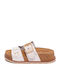 Δερμάτινα Γυναικεία Σανδάλια Flatforms Εκρού