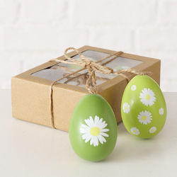 Egg Pack of 4pcs Design Daisy Green H6cm D4.5cm