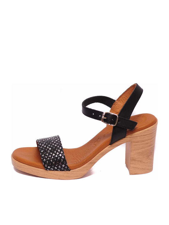 Eva Frutos Leder Sandalen Schwarz