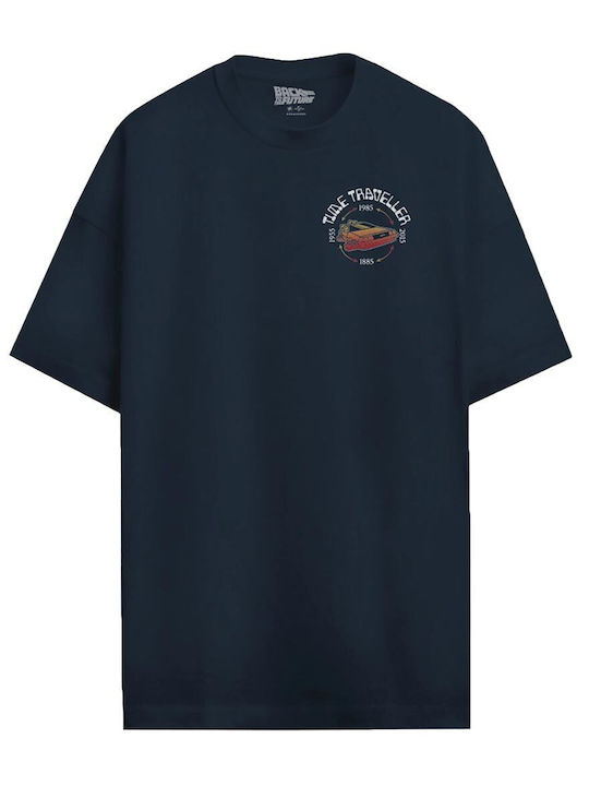 Cotton Division Back To Future Oversize T-shirt Navy Hill Valley Usa Mbftso001