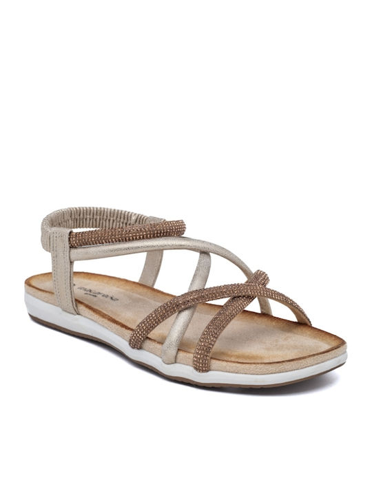 Women's Flat Sandals in Gold Color