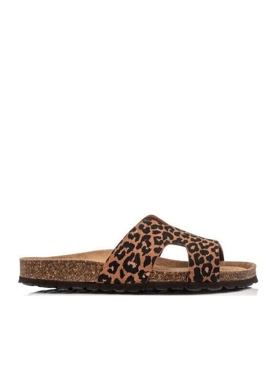 Leather Women's Flat Sandals Animal Print