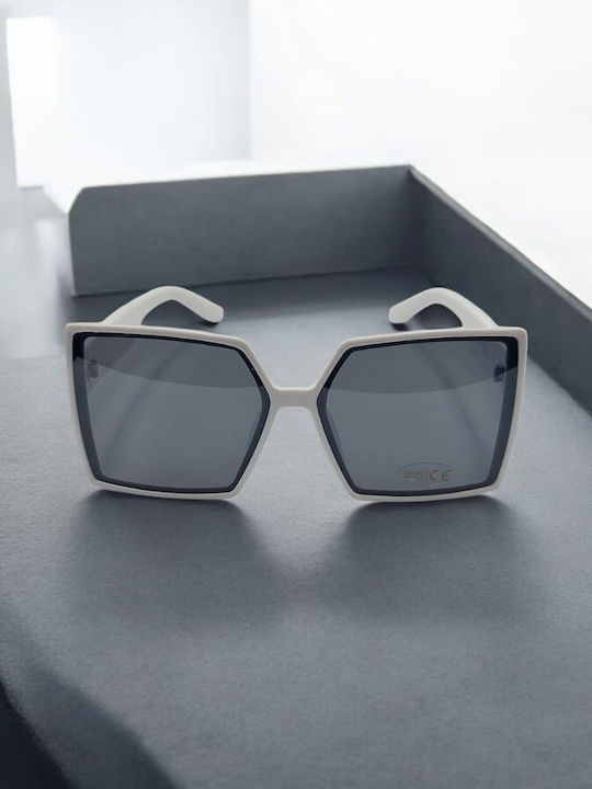 Dasoon Vision Women's Sunglasses with White Frame and Black Lens 2478104
