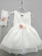 Guy Laroche White Baptism Clothing Set with Hair Accessories , Cardigan & Dress 3pcs
