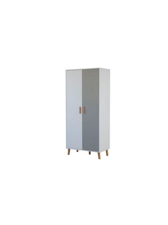 Doppeltür Kleiderschrank Timmy White-graphite-gray 90x50x199cm