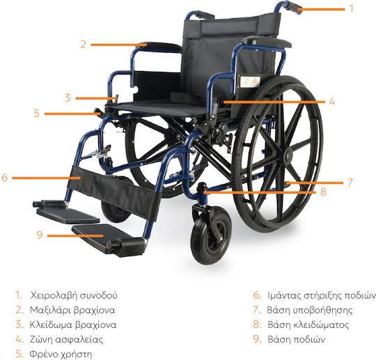 Medical Brace Rollstuhl 22" Klappbar Einfacher Typ 46cm MB.W2009 Schwarze