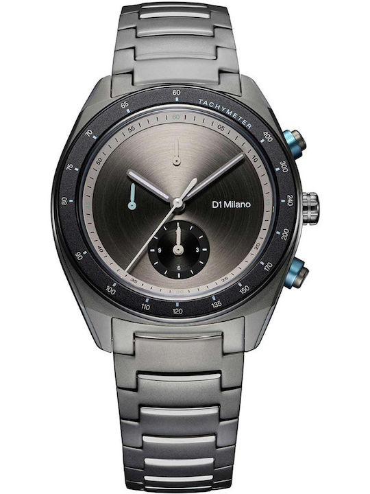 D1 Milano Men's Watch Chronograph Battery with Gray Metal Bracelet