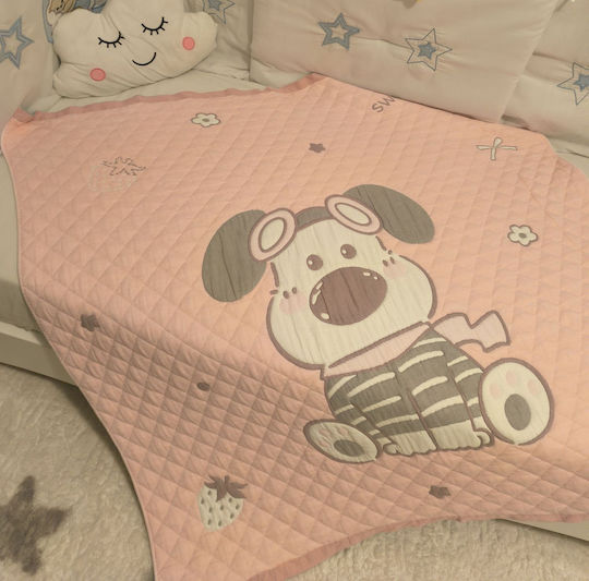 Double Sided Cotton Baby Quilt 100x120cm Pink