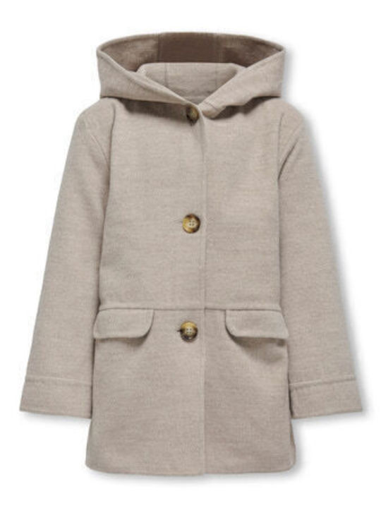 Kids' Coat with Hood Beige