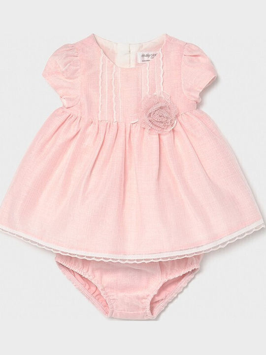 Mädchenkleid Kurzärmelig Kinderbekleidungssets Mit Slip Rosa