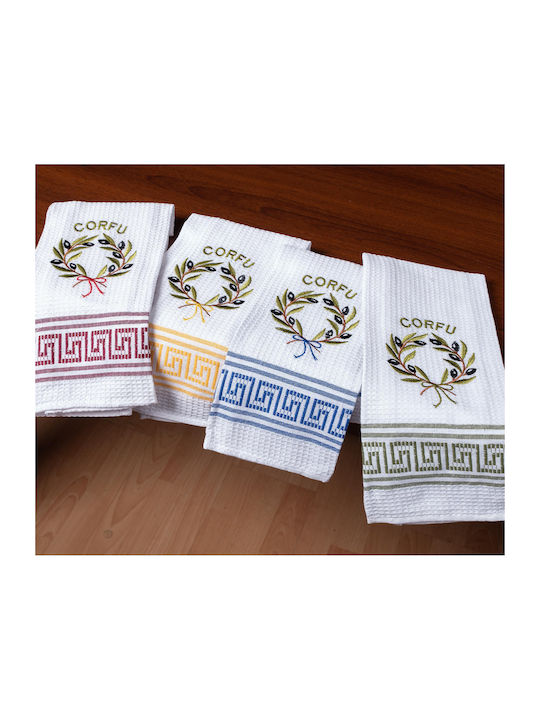Silk Fashion Στεφάνι Corfu Ποτηρόπανο σε Λευκό Χρώμα 45x65cm 12τμχ