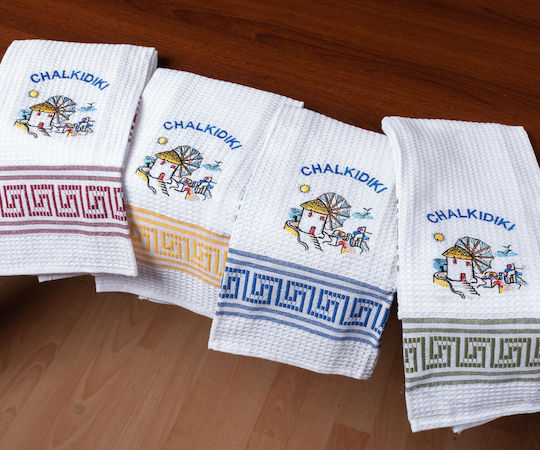 Silk Fashion Вятърна мелница Chalkidiki Чаена кърпа в Бял Цвят 45x65см 12бр