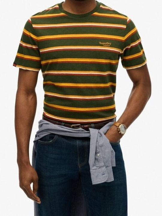 Superdry 90s Stripe T-shirt Army Green, Πρασινο