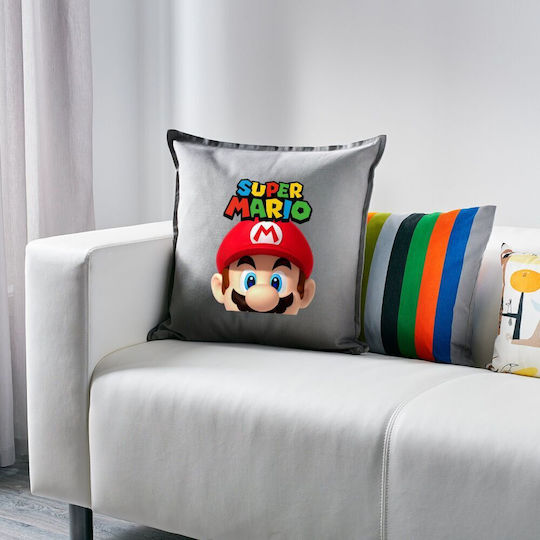 Super Mario Sofakissen Grau 100% Baumwolle Füllung Inklusive 50x50cm