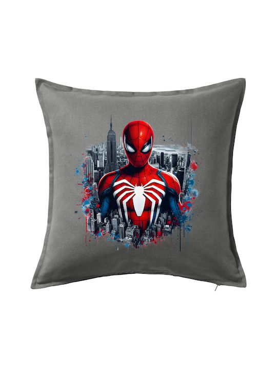 Spiderman City Μαξιλάρι Καναπέ Γκρι 100% Βαμβάκι Περιέχεται Γέμισμα 50x50cm