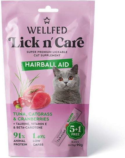 Wellfed Κρεμώδης Λιχουδιά Γάτας Lick N’ Care Hairbal Aid 90gr