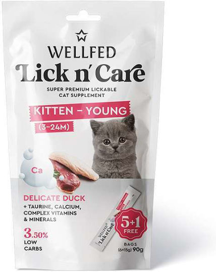 Wellfed Cremige Katzensnacks Lick N' Care Junge Ente 90g