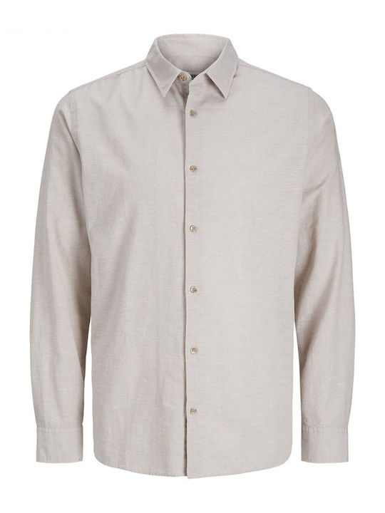Long-sleeved Linen Shirt Beige