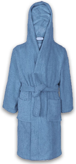 Kids Hooded Bathrobe Light Blue