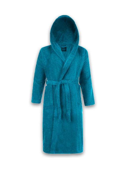 Kids Hooded Bathrobe Petrol Blue