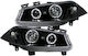 Front Headlights Angel Eyes Renault Megane 2002-2005 Black H1 Bulbs Set of 2 Pieces