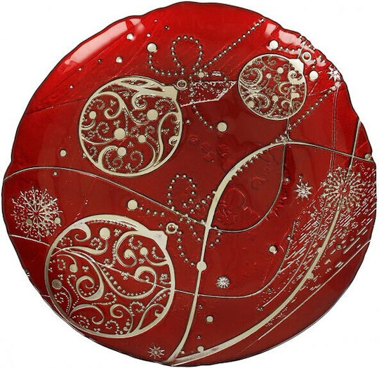 Brandani Christmas Platter Glass Red