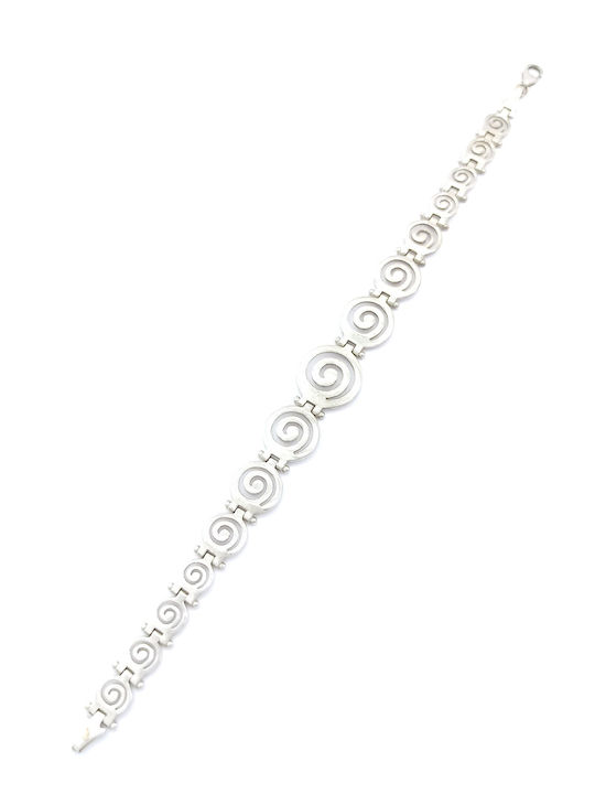 PS Silver Women's Silver Chain Bracelet with Meander Design 18.5cm