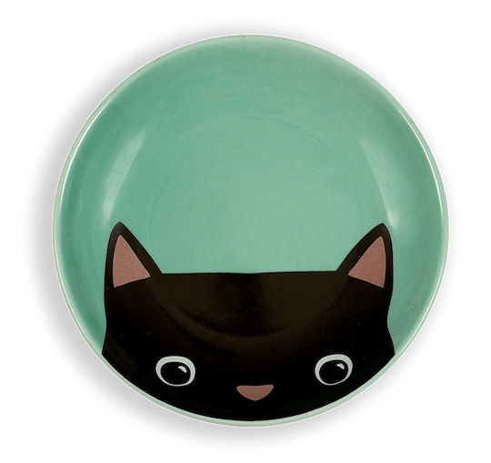 Glee Ceramic Bowl Food & Water for Cat in Green Color