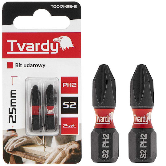 Impact Bit Set PH2 25 mm S2 Tvardy T00171-25-2