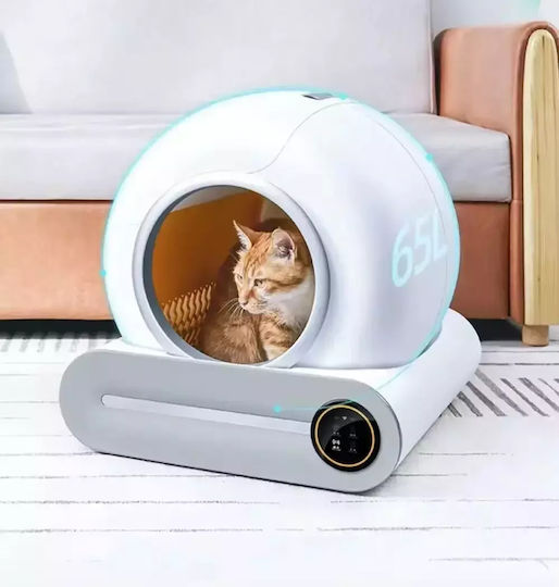 Intelligente Katzentoilette 65l Großes Fassungsvermögen Automatische Reinigung Weiß EU
