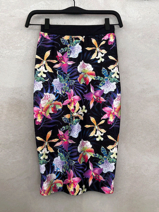 Midi Fustă Floral Multicoloră