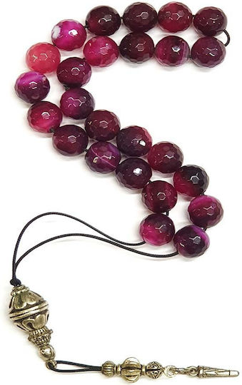 Roloi Komboloi Agate Worry Beads Pink 28cm