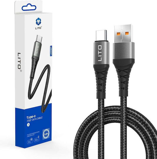 Lito USB 2.0 Kabel USB-C männlich - USB-A 18W Schwarz 2m