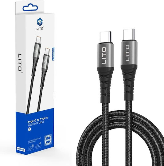 Lito USB 2.0 Kabel USB-C männlich - USB-C 60W Schwarz 2m