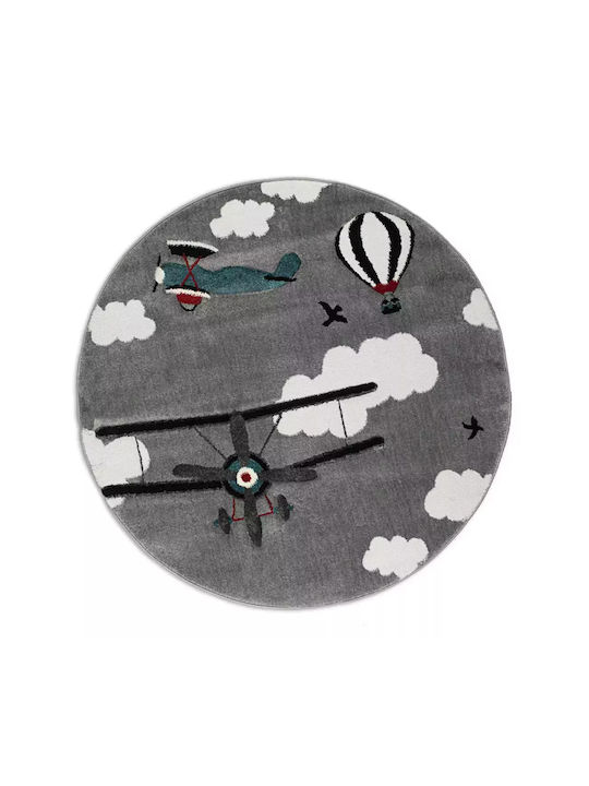 Koulis Carpets Παιδικό Χαλί Γκρι Στρογγυλό με Διάμετρο 133cm