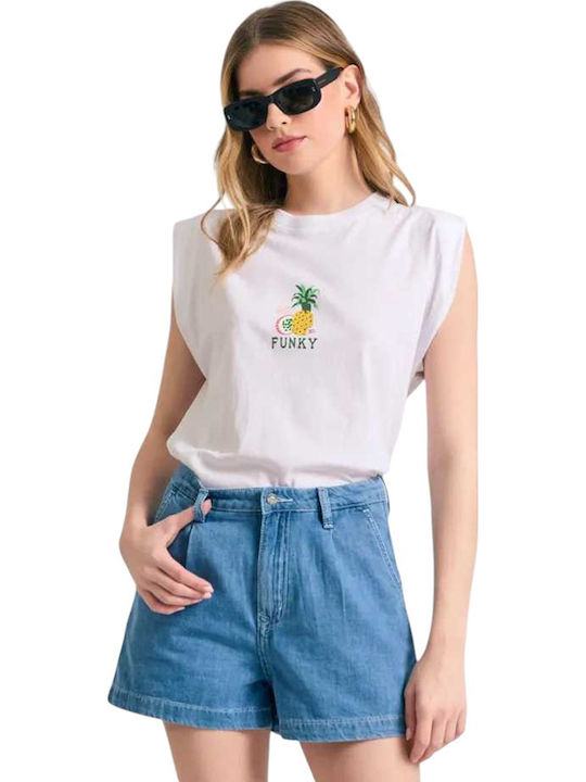 Funky Buddha Γυναικείο T-shirt Λευκό